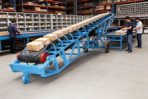 Mobile Belt Conveyor Used For Transporting Express Packages In Logistics Industry Mobile Belt Conveyor Used For Transporting Express Packages In Logistics Industry